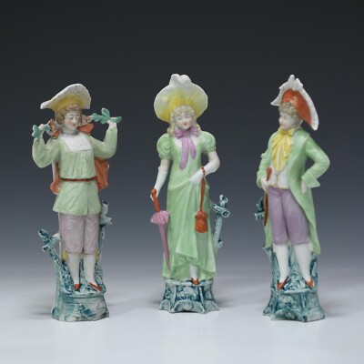 3 Biscuitporzellan Nippesfiguren um 1900