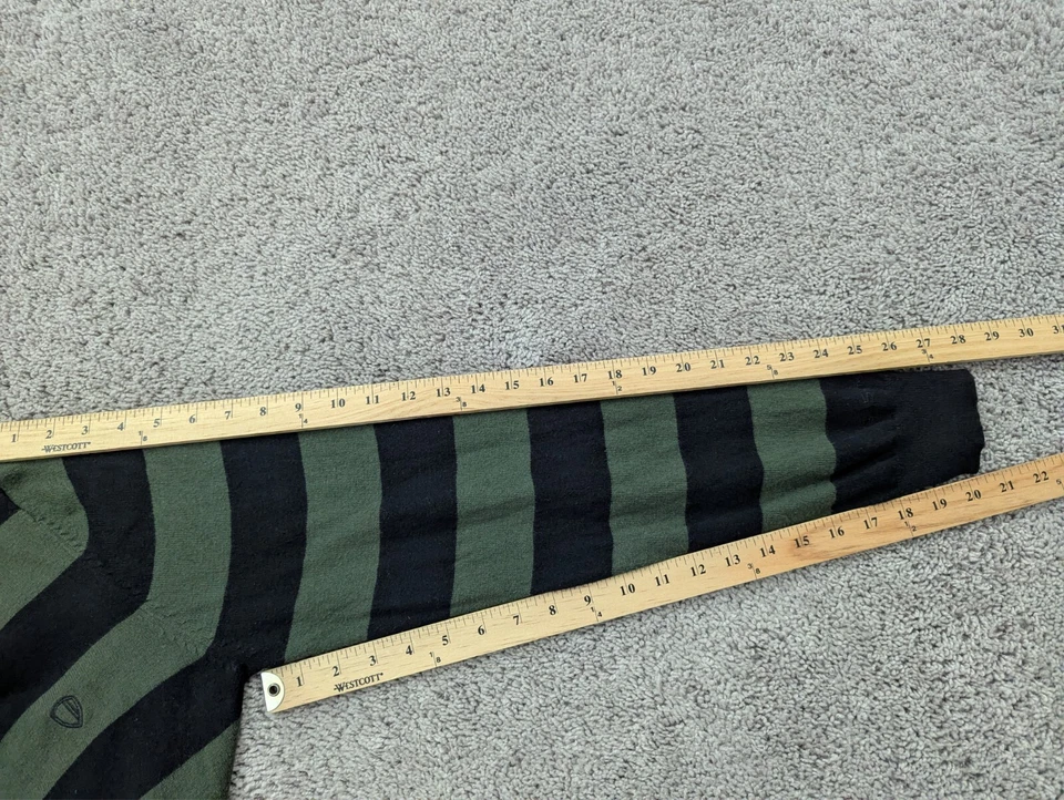 Suéter Ben Sherman Para Hombre Grande Henley Manga Larga Rayas Verde Foto 4 de 4