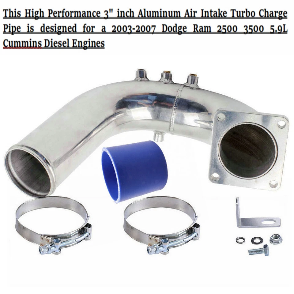 Kit de tubo de codo de admisión de aire de 3" para 03-07 Dodge Ram 2500 3500 5,9 L Cummins diésel Foto 2 de 4
