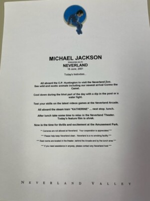 Michael Jackson Neverland Tour Agenda and Pencil | eBay