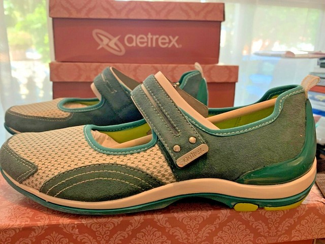 Aetrex Lizzy Green Leather Mary Jane Comfort Loafers Women's Shoe Size 8.5 for sale online | eBay