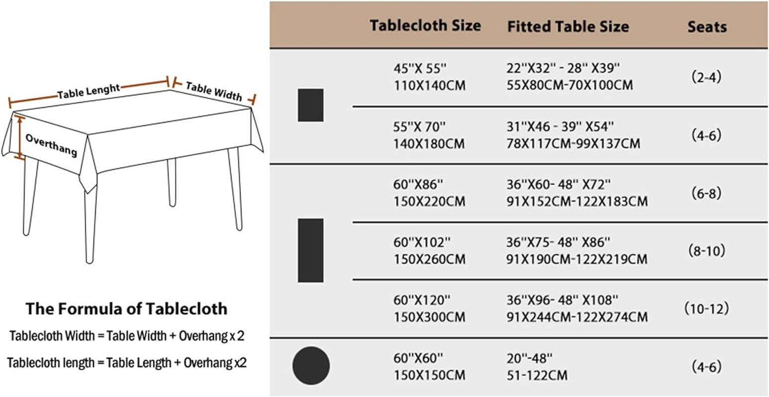 Oblong Tablecloth 60 X 84 - Polyester Wipeable Waterproof Coffee Table Cover - C