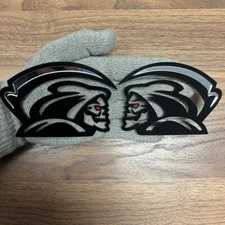 Reaper Badges Emblem Red Eye Silver Blade, 2 Badges, Fender Angry Agressive
