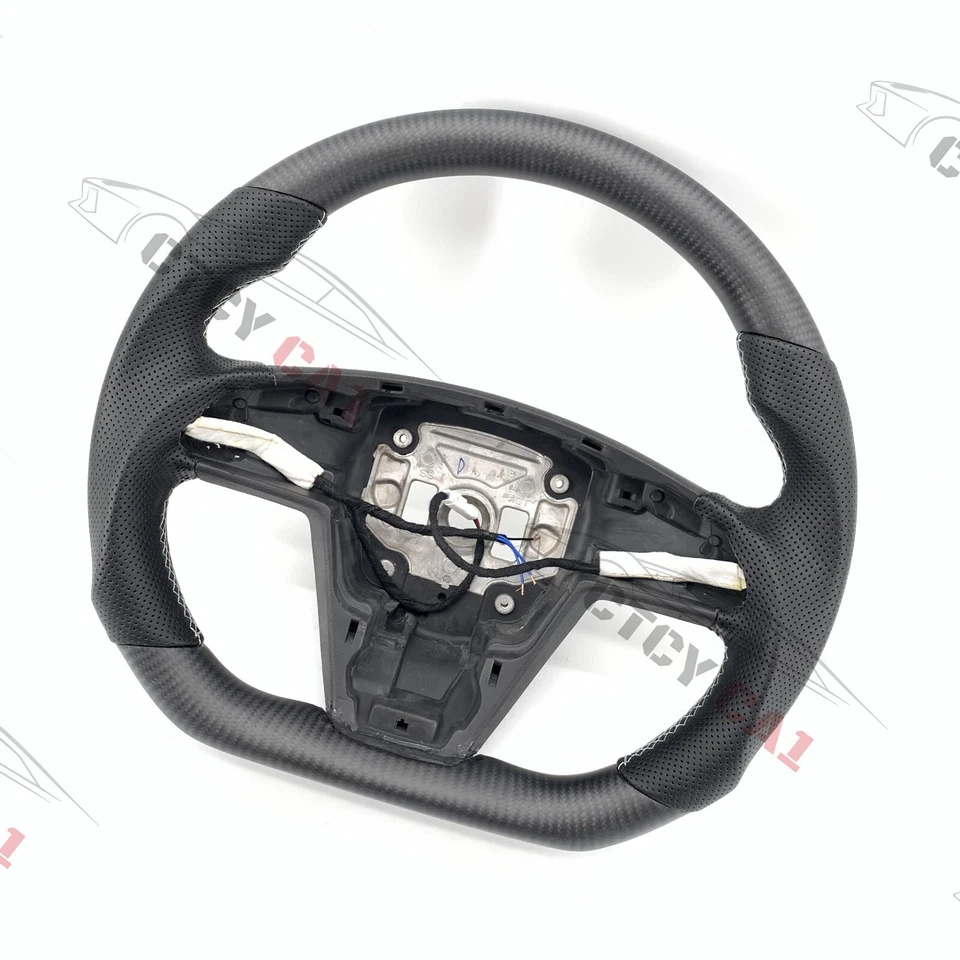 Volante de fibra de carbono mate personalizado para Tesla Model S X 2021-2024 Foto 3 de 4