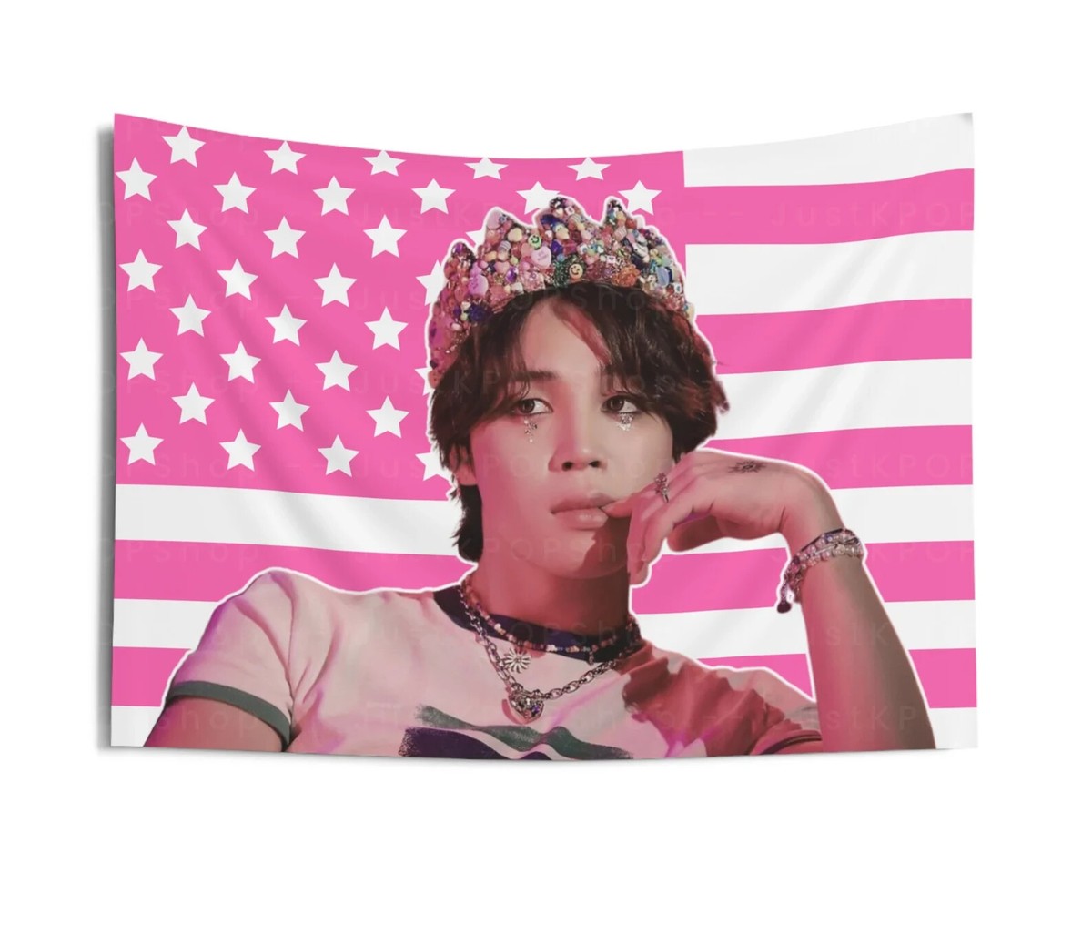 BTS 公式　フラッグ　IMAGE FLAG JIMIN KPOP FLAG] BTS JIMIN American Flag Wall Tapestry Army Fan Merch