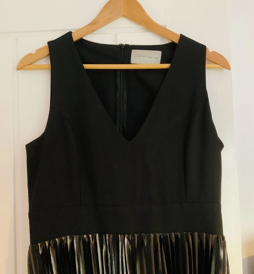 "Lujoso mono Alice talla 12 alto metálico plisado pierna ancha interior pierna 34""" Foto 3 de 4