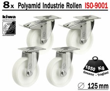Polyamid Schwerlast Transport Lenk Rollen 8 x Ø 125 mm Br-Le / BS-Rollen Germany