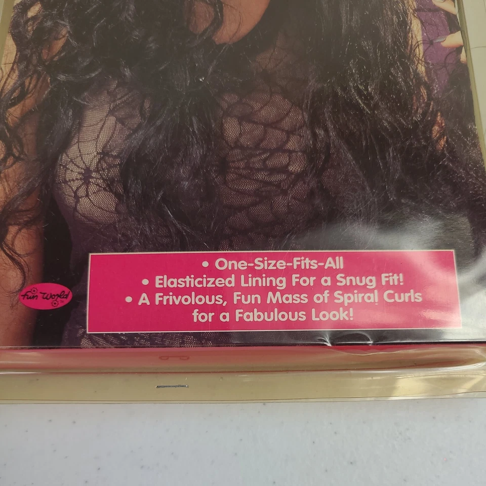 Fun World Halloween 30" Long Curly Black Costume Wig One-Size-Fits-All Vampire - Image 2 of 4