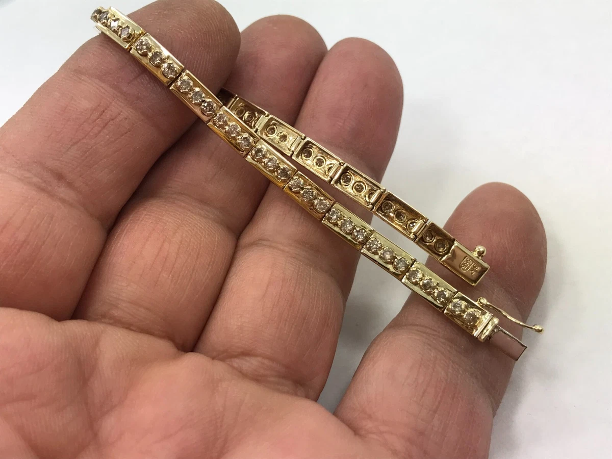 14 karat diamond tennis bracelet 14K gold solid bar link ladies diamond bracelet