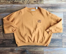 Vintage STUDIO UMEN Embroidered Fleece Lined Hip Hop Sweatshirt Orange Men's XL