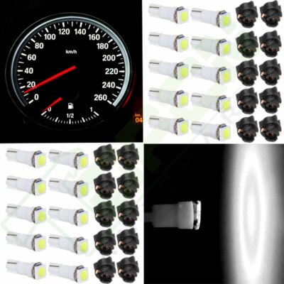 20-Pack T5 74 LED Light Bulbs – For Chevy Dashboard/Instrument Cluster, White, 12V, Twist Socket, 6-Month Warranty