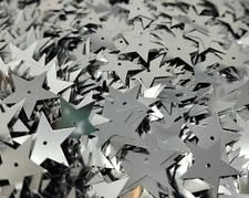 1,000 pcs Large 3/4" Metallic Silver Star Shaped Loose Sequins Sewing Crafts