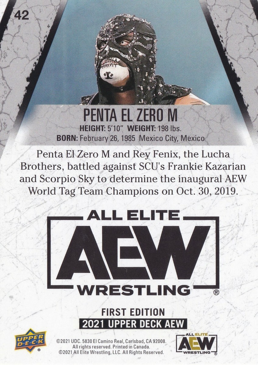 PENTAGON JR SIGNED 2021 AEW UPPER DECK RC CARD #42 PENTA EL ZERO M