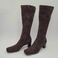 New Vegan Franco Sarto Women's Katherine Knee High Riding Boots Dark Brown 7.5M