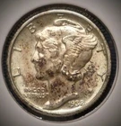 1938 MERCURY DIME -- AU -- Dk toning spots obv -- REDUCED -- CS23253