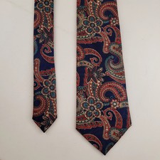 Vintage Manhattan Tie Blue Floral Paisley 3.75x59.25 Made in USA