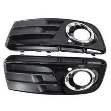 Pair Glossy Black ABS Front Bumper Lower Fog Light Cover Grill Grilles Insert
