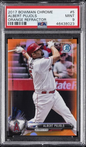 2017 BOWMAN CHROME ORANGE REFRACTOR #5 ALBERT PUJOLS #/25 PSA 9