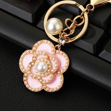 Girly Heart Floral Metal Keychain - Cute Car Key Ring Bag Charm Creative Gift
