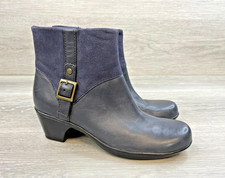 Stivaletti donna Clarks Ingalls Dover 5,5 biker stivaletti pelle blu zip alla caviglia