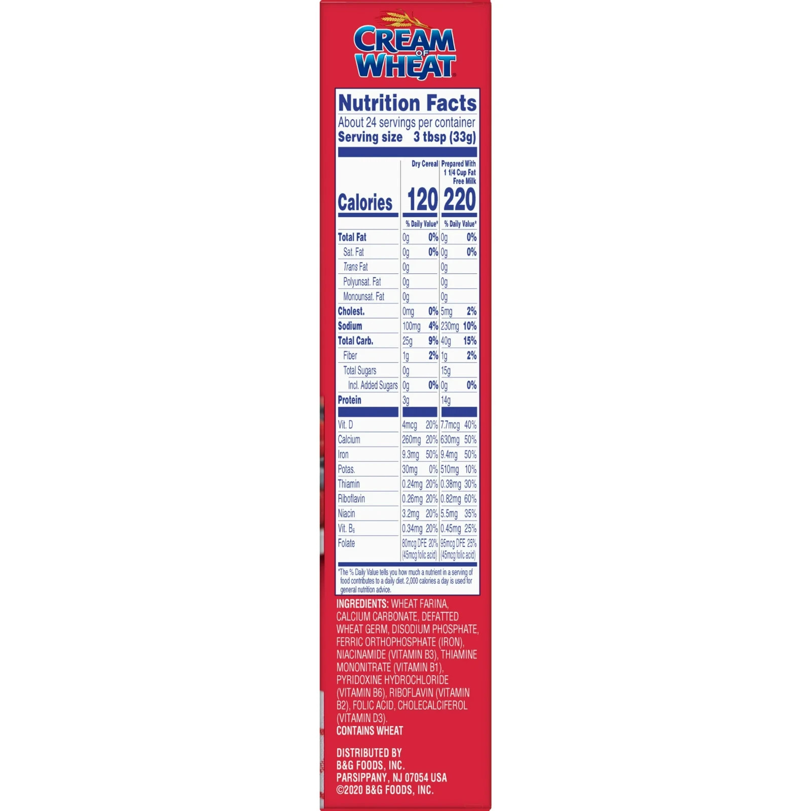 Cream of Wheat 2.5 Minute Hot Cereal, Original Flavor, Kosher, Shelf-Stable, 28