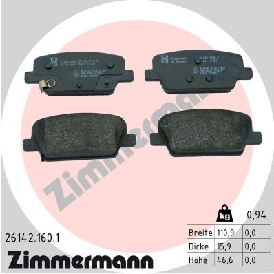 Rear axle Zimmermann 26142.160.1 brake pad set, disc brake for Hyundai