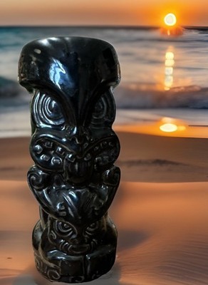 RARE HTF Bon Cera Ceramic Tiki Mug Souvenir Cup 7''  Brown (B1-E7)