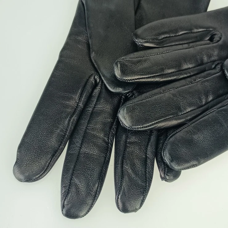 Guantes HERMES Jumbo de cuero negro para mujer herrajes plateados excelente estado Foto 4 de 4