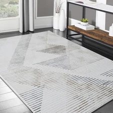 HR Premium Super Soft Polyester Abstract Area Rug with Diamond Geometric...