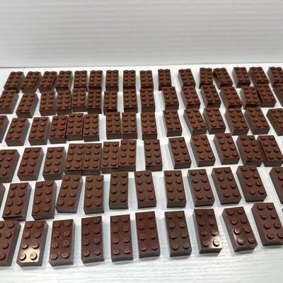 Lego Reddish Brown Bricks Building Blocks 2 x 4 Stud Parts Lot Of 100