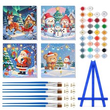 4 Pack Christmas Paint by Numbers Snowman with Frame,Easy DIY Christmas Paint...
