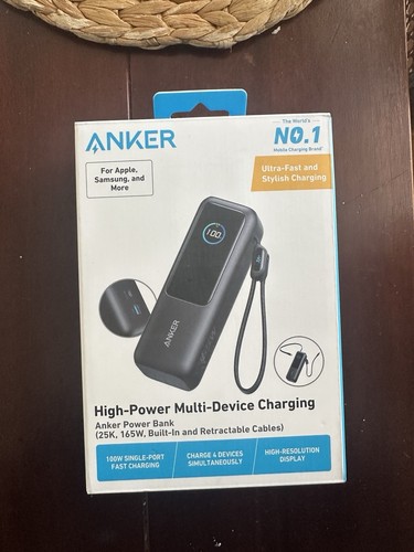 Anker Laptop Power Bank 25000mAh Portable Charger 100W USB-C Built-in Cable New