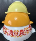 Vintage 1950s PYREX Set Of 3 Yellow Cinderella Mixing Bowls #443, 442, 441