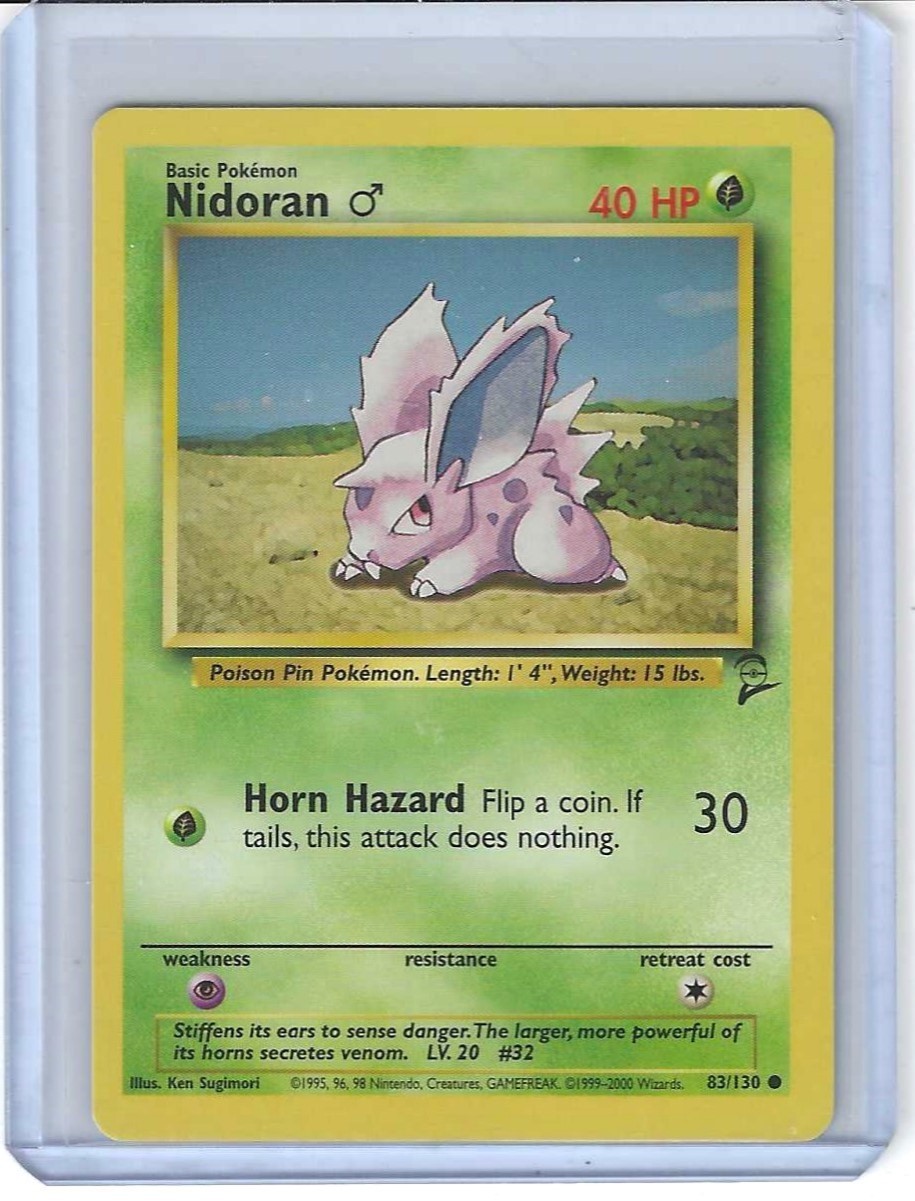 POKEMON BASE SET 2 NIDORAN COMMON UNLIMITED CARD # 83/130 UNPLAYED