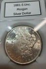1881 S  BU Morgan Silver Dollar Ungraded 90% Silver in NGC Style Slab Holder