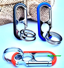 Keyring Buckle Belt Clip Snap Hook Keychain Large Clasp Key Holder Double Ring