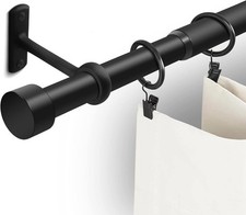 1 Inch Curtain Rods for Windows, 32 to 144 Inch Black Rustic Curtain Rod Set, Mo