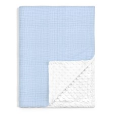 Baby Blankets for Boys, Soft Nursery Minky Blankets with Muslin and Dotted Fl...