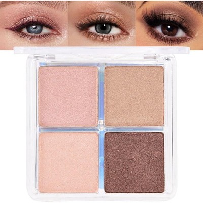 evpct Eyeshadow Quad Palette, Rose Gold Bronze Nude Pink Mink Mauve Glitter S...