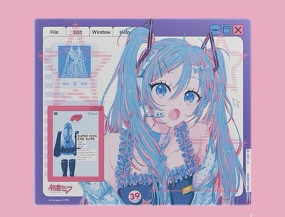 Wallhack x Hatsune Miku SP-005  Miku OS  Glass Gaming Mousepad LIMITED EDITION