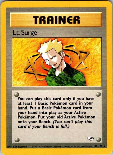 Lt. Surge 101/132 Gym Heroes Unlimited Non-holo MP or Better