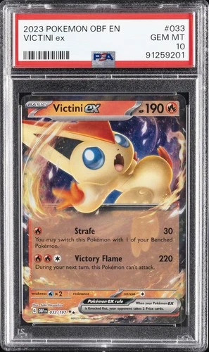 2023 POKEMON OBF EN-OBSIDIAN FLAMES #033 VICTINI EX PSA 10