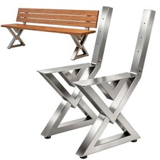 Bankgestell mit Lehne 2x Edelstahl Set DIY Bank Füße Bankkufen Bankbeine 96680