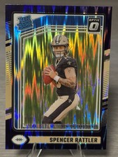 🌋🏈SPENCER RATTLER 2024 Donruss Optic Purple Shock Rated Rookie RC #SAINTS!🏈🌋