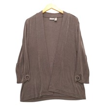Travelers by Chico's Women's Gray Open Front Cardigan Top Size 1