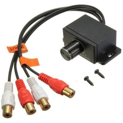 Universal Car Bass Amplifier Remote Level Control Knob Stereo RCA Input & Output