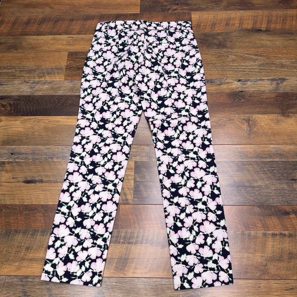 Banana Republic Ryan Pants 0 Petite Pink Flowers Mid Rise Stretch - Image 3 of 4