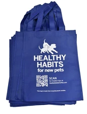 Lot of 9 Navy Blue Shopping Tote Bags Healthy Habits Branded Logo 10" x 13"