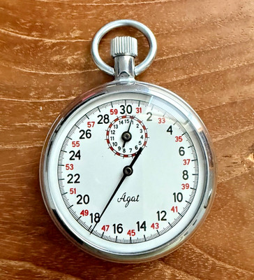 AGAT mechanische Labor-Stoppuhr - Metallgehäuse, Kronenaufzug, Vintage