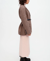 Maje Damen Mantel Braun Hahnentritt Wollmischung Oversized Gr. 1 S MFPOU00890